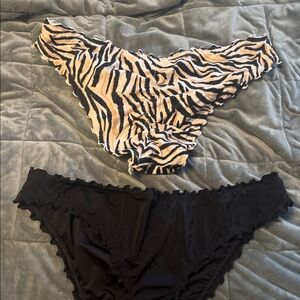 Zebra Print and Black Lace Trim cheeky, bathing suit bottoms from target